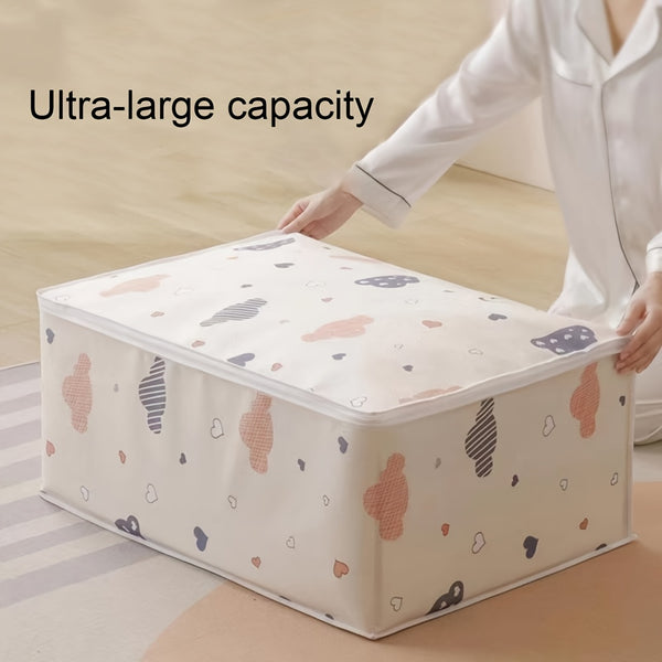 Large Capacity Clothing Quilt Organizer, Baby Clothes Waterproof Organizer, Thick Fabric Quilt, Blanket, Bedding, Foldable With Sturdy Zipper