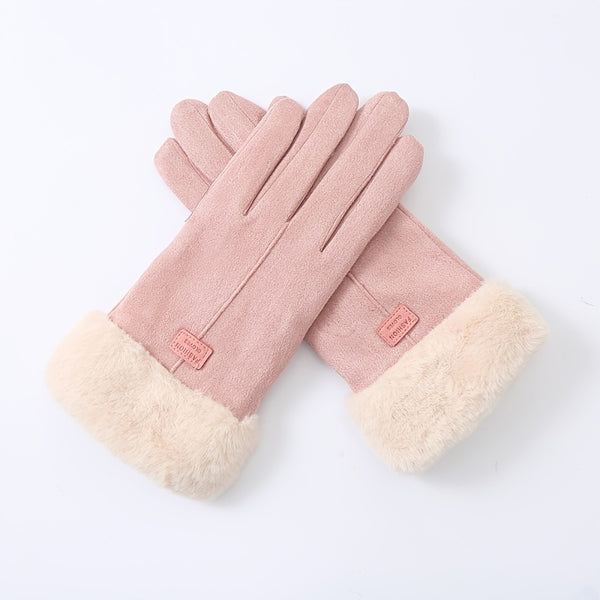 Windproof Sherpa Lined Winter Hand Gloves For Women - Warm And Stylist Winter Gloves For Cold Weather