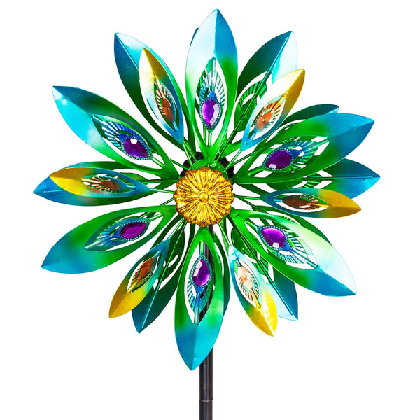 1pc Metal 53" Wind Spinner, Outdoor Double Wind Sculptures Stake For Garden, Patio, Yard, Lawn Decorations