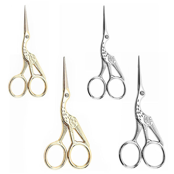 Gold &amp; Silver Vintage Heron Shaped Cross-stitch Dressmaking Tailor's Scissors DIY  for Fabric Sewing Accessories Tools  AA7488