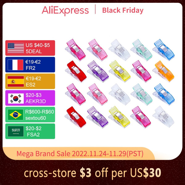 MIUSIE 20pcs Job Foot Case Multicolor Plastic Clips Fabric Clamps Patchwork Hemming Sewing Tools Sewing Accessories 2019