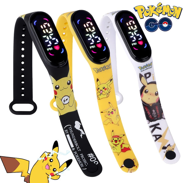 Pokemon Strap LED Electronic Watch Fashion Colorful Bracelet Touch Waterproof Anime Character Pikachu Educational Children's