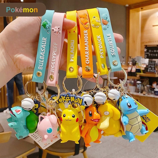 Pokemon action figure Pikachu Charmander Snorlax Squirtle Anime Pokemon Fashion Keychain Bag Keyring Pendant Birthday Gifts