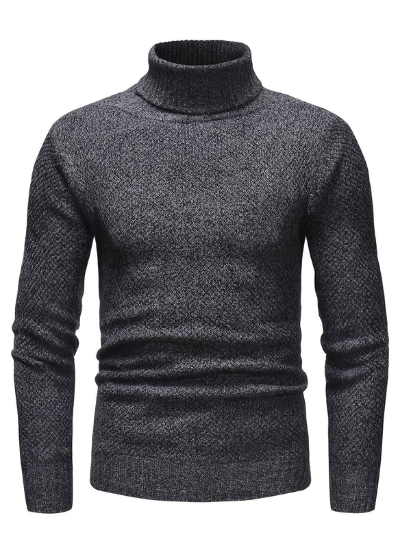 Men's Turtleneck Sweater, Knitted Slim Fit Pullover Turtleneck Sweater For Fall & Winter