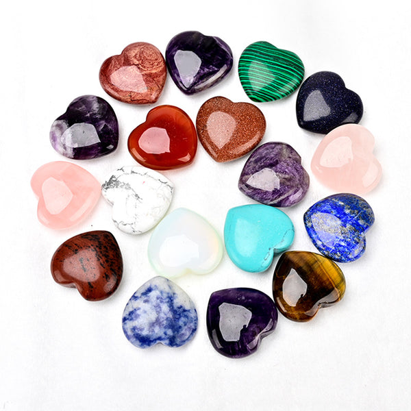 Crystal Heart Shaped Stones Set Assorted Natural Gemstones Natural Crystal Love Ornaments Non-porous Heart-shaped Gem Crafts,DIY Materials