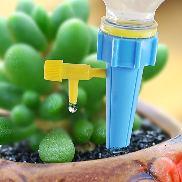 12pcs/pack Self-watering Plant Watering Spikes, Auto Drip Irrigation Devices, Vacation Automatic Plants Water System With Adjustable Control Valve Switch Design For Houseplant, Gardenplant, Officeplant, Garden Supplies, Color Random