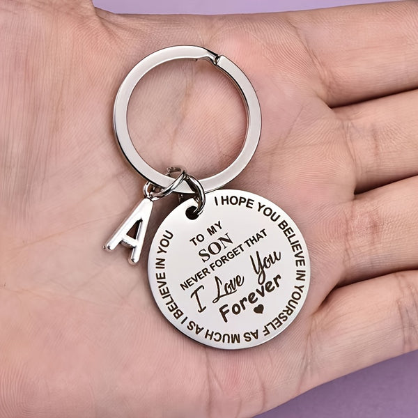 Simple Encouragement Cute 'To My Son ' Print Stainless Steel Key Chain Gift