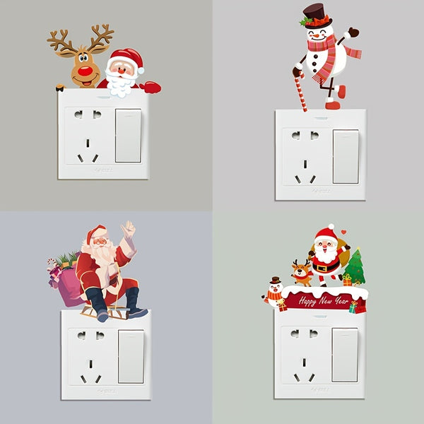 1pc Holiday Switch Sticker, Christmas Decorative Wall Sticker, Removable Wall Sticker For New Year & Christmas