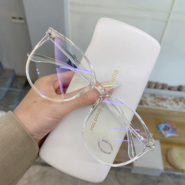 Net Red Retro Big Frame Glasses Frame Fashion Simple Glasses Frame Personality Round Frame Anti-blue Light Flat Mirror