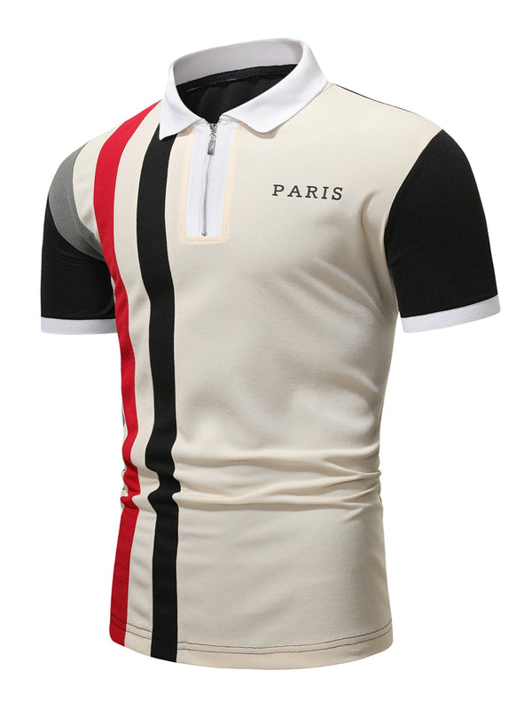 Men's Multi Color Zip Polo Shirt