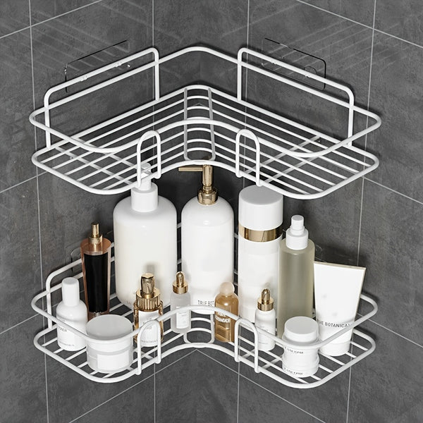 1pc Non-punching Toilet Bathroom Triangle Rack, Wall-mounted Toilet Bathroom Storage, Vanity Storage, Wall Supplies