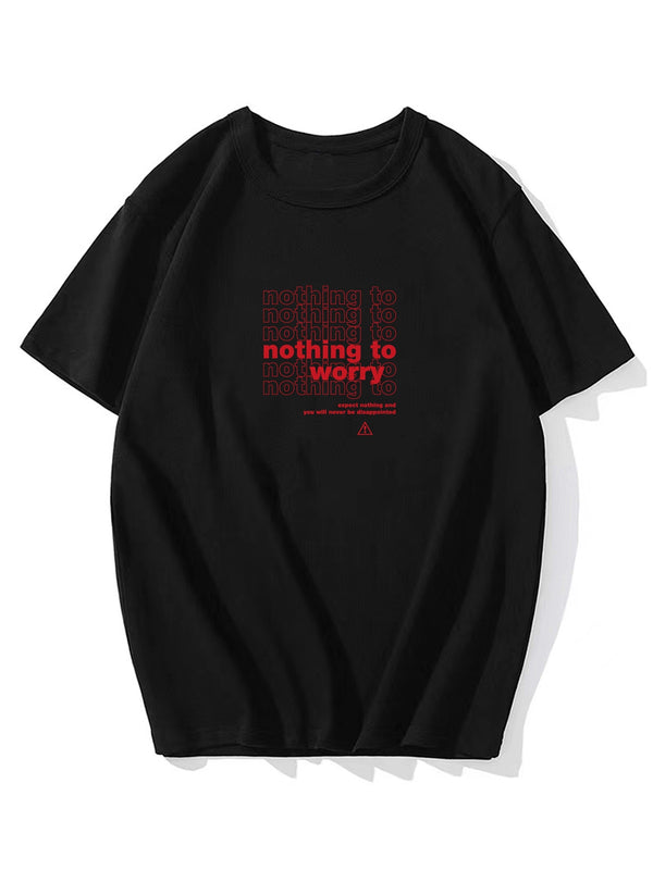 Men's Plus Size "Nothing To Worry" Crew Neck Tee For Big & Tall Guys