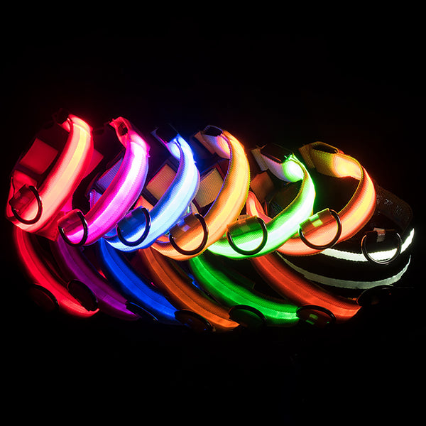 PetDogs Striped Glowing Collar Bright For Night Safety,Adjustable Luminous Collars For Night Walking