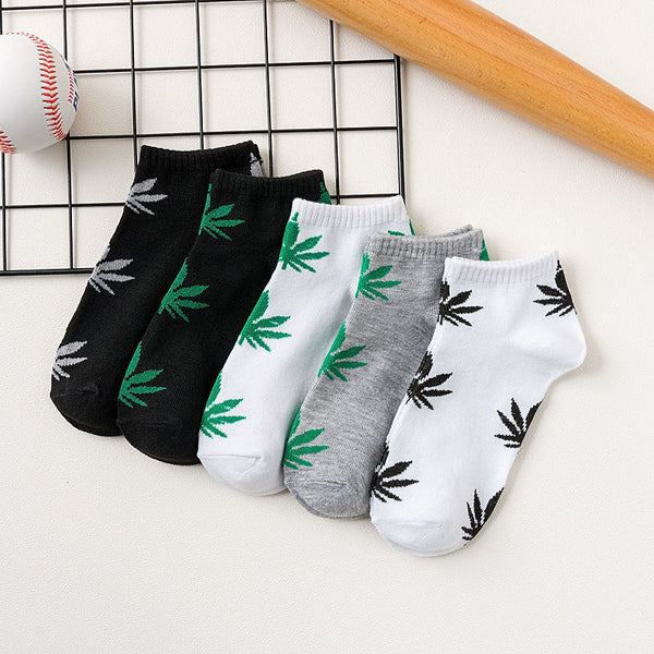 5pairs Women's Maple Leaf Ankle Socks