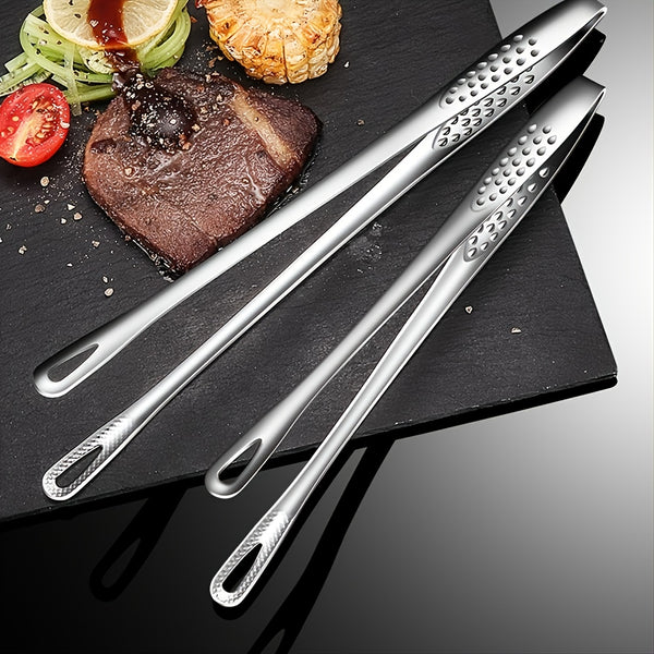 1pc/2pcs Stainless Steel Grilling Tong With Long Handle, Cooking Clip For BBQ & Pasta & Salad, Kitchen & Outdoor Barbecue Tools