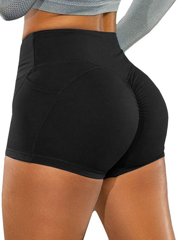 Women's Shorts Solid High Waisted Butt Lifting Casual Fashion Pockets Shorts