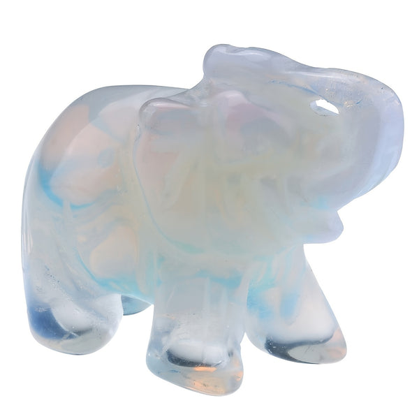 1pc Opalite Elephant Crystals Elephant Decor Pocket Crystal Statue Moonstone Guardian Healing Stone