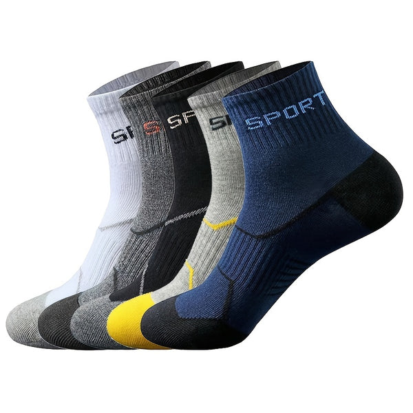 5pairs Men's All Season Sweat Absorbant Ankle Sport Socks