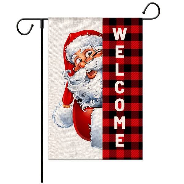 1pc Christmas Decoration, Linen Garden Flag, Outdoor Decoration, Garden Flag, Double-sided Printed Flag (Without Flagpole)