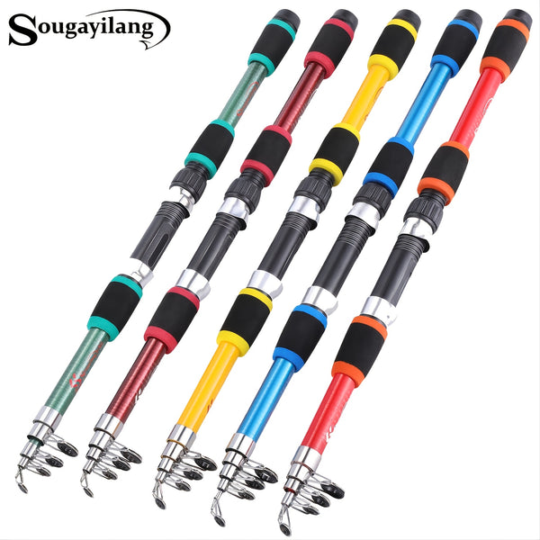 Sougayilang Travel Telescopic Fishing Rod Glass Fiber Fishing Pole