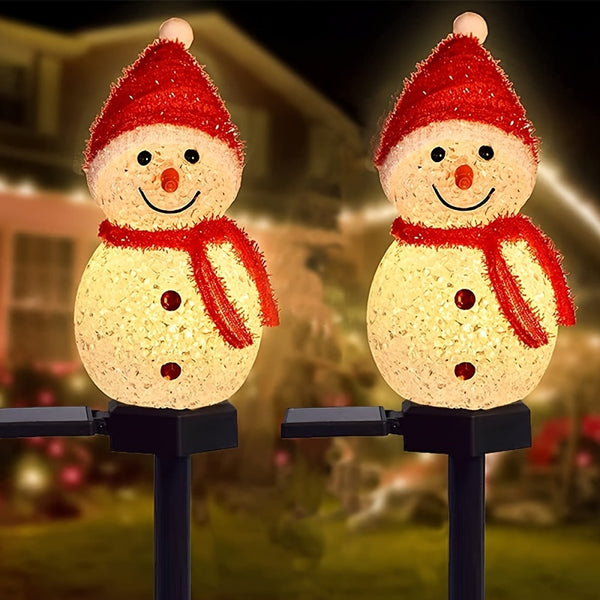 1pc Solar Christmas Decoration Lights, Snowman Shape Atmosphere Lights For Courtyard Landscape Lawn Outdoor Garden