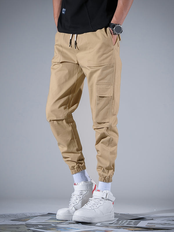 Men's Drawstring Waist Cargo Pants For Big And Tall Guys, Plus Size