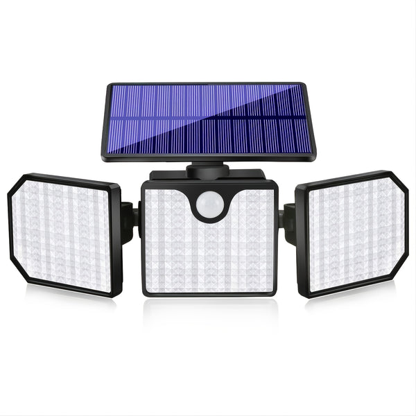 230 LED 2200LM Led Solar Motion Sensor Light, Outdoor 3 Adjustable Heads Security LED Flood Light