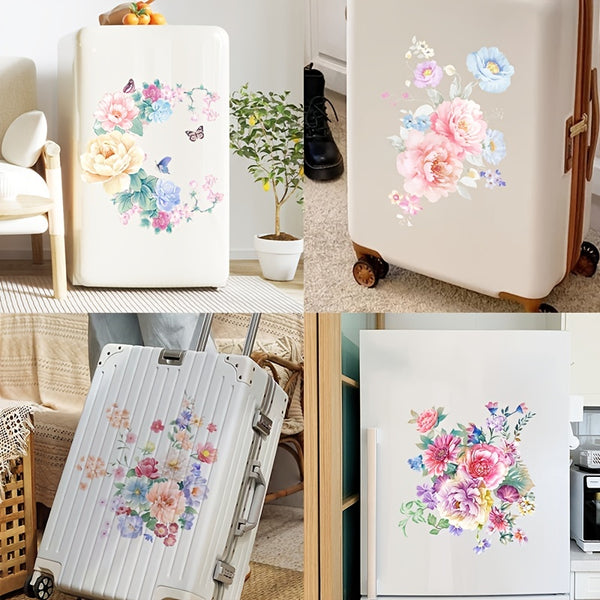 1pc Painted Colorful Flowers Sticker, DIY Wall Sticker For Cabinet, Refrigerator, Suitcase, Toilet, Home Decoration