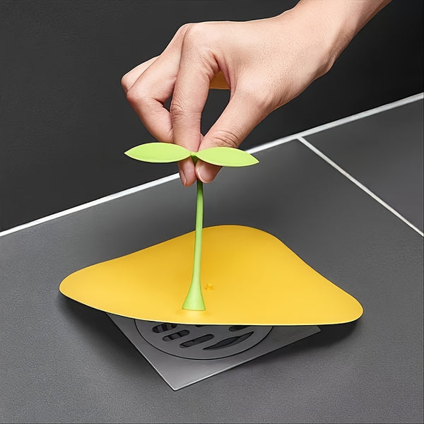 1pc Cute Bean Sprout Shaped Silicone Sink Stopper, Bathtub Drain Cover, Anti-Odor Mat Stoppers, Drain Plug For Bathroom Laundry And Kitchen, Universal Use