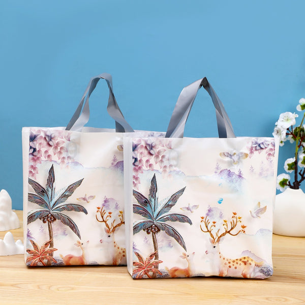 5pcs Coconut Cartoon Graphic Gift Bag, Fashion Plastic Tote Bags, Shopping Bags, Goodie Bag, Goody Bag