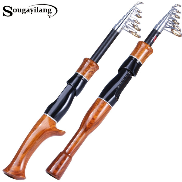 Sougayilang Telescopic Fishing Rod Cork Handle Travel Fishing