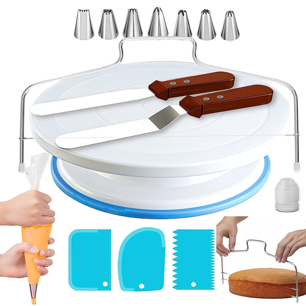 1 Set 35pcs Cake Turntable Cake Piping Mouth Cream Scraper Piping Bag Layerer