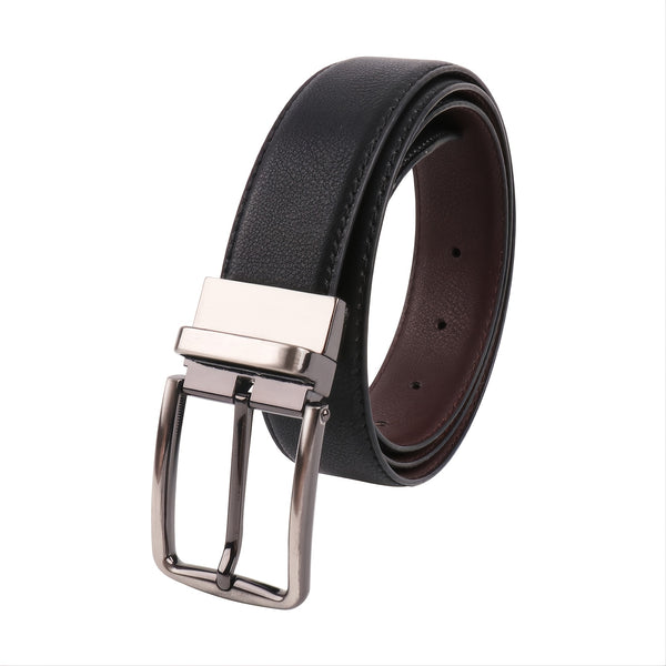 1pc Men's Fashionable Casual Leather Rotor Buckle Double-sided Belt For Jeans