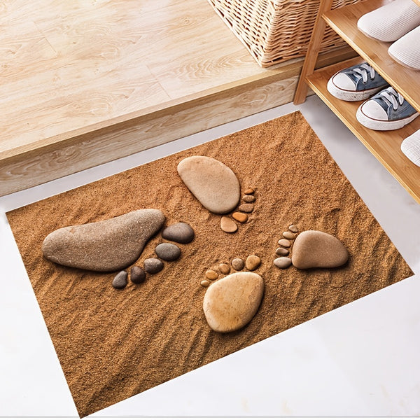 1pc/2pcs 3D Wall Stickers, Beach Footprints, Fashion Home Decoration, Self-adhesive Floor Stickers For Bathroom Hallway