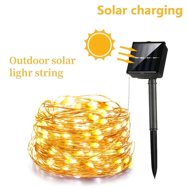 1pc LED Solar Light, Outdoor Waterproof Fairy Garland String Lights, Solar Lamp Decoration For Christmas, Party, Garden (23/39.4/72.2/105ft,  7/12/22/32m)