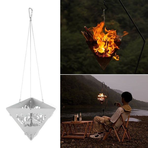 1pc Portable Stove Fire Pit Suspended Platform For Camping Travel BBQ, Triangle Hanging Stove, Camping Supplies