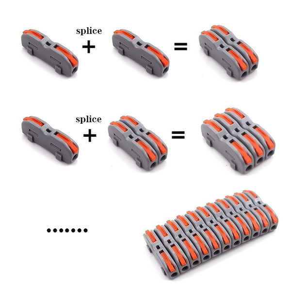 10/50PCS Wire Connector, 222-412 2 Pin Splicing Terminal Blocks, Led Strip Lighting Electric Quick Connectors Mini Conductor Rail Connector