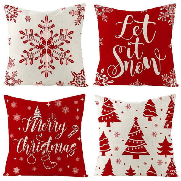 Christmas Decoration, Red Throw Pillow Cushion Cover, Sofa Living Room Back Cushion Cover, Christmas Tree Pillowcase, Office Nap Pillowcase (Without Pillow Core)