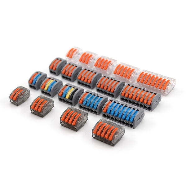 10/50pcs Wire Cable Electrical Connectors, 222 Mini Fast Universal Compact Conductors, Wiring Push-In Terminal Blocks, 2-8 Pin Connectors