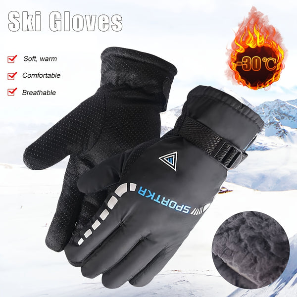 Winter Warm Mittens, Outdoor Anti-skid Motorcycle Electric Bike Riding Windproof Plus Velvet Mittens, Ski Gloves For Men Women