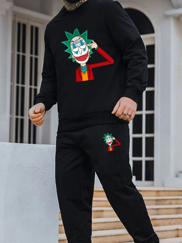 Men's Fun Graphic Pullover Sweatshirt & Sweatpants For Big And Tall Guys, Plus Size