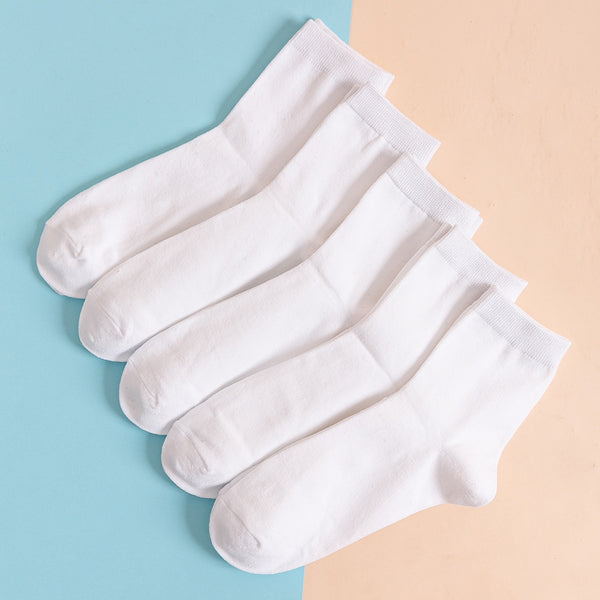 5pairs Plain White Socks