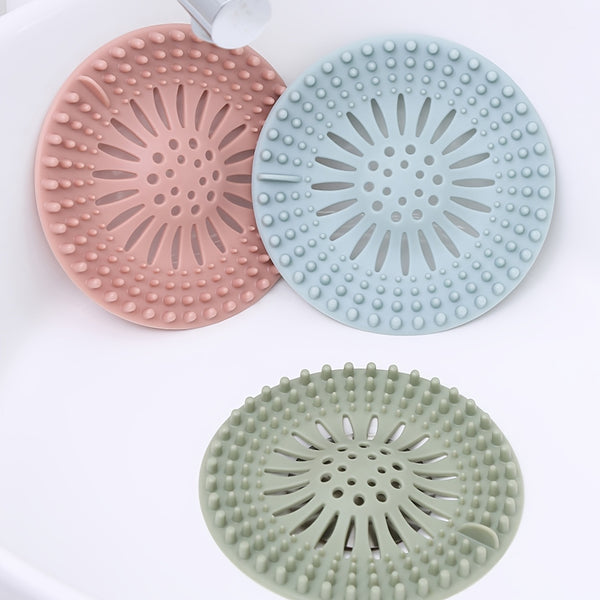 1pc Bathroom Drain Hair Catcher, Kitchen Sink Anti-Clogging Silicone Floor Drain Cover, Drain Filter Mesh, 5.12"*5.12"