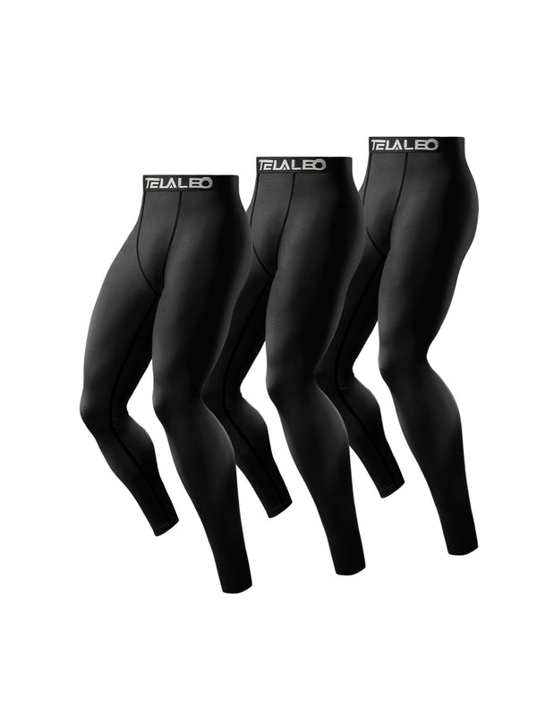 TELALEO 3pcs Men's Sports Base Layer Workout Compression Pants