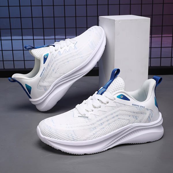 White Super-Light Mesh Sneakers, Comfortable & Breathable Running Shoes, Women's Active Footwear