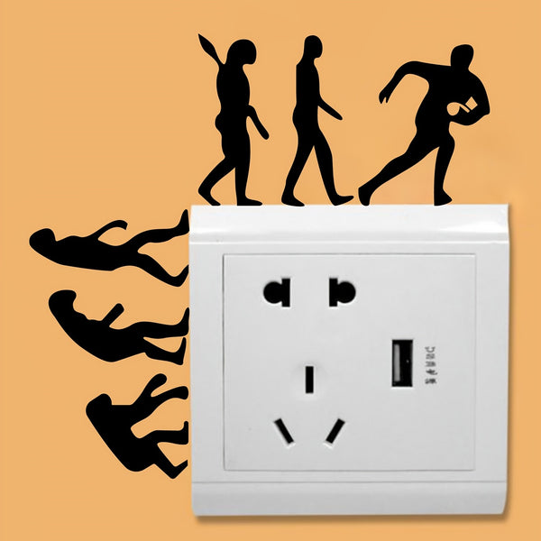 1pc Human Evolution Switch Sticker, Self-adhesive Waterproof Transparent Sticker