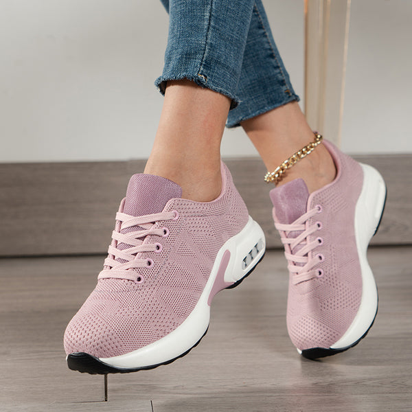 Women's Knitted Sport Shoes, Breathable & Lightweight Lace-up Running Shoes