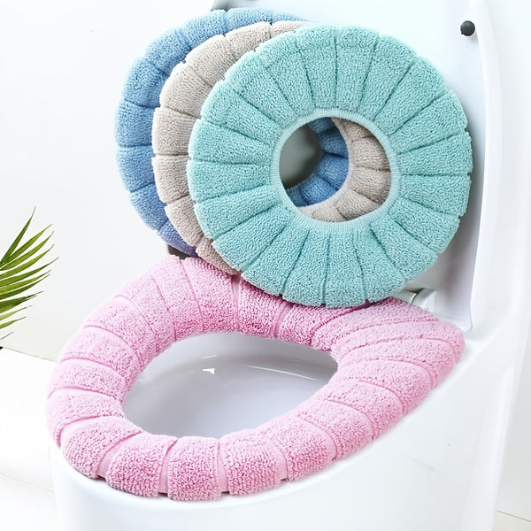 1pc Thickened Toilet Seat Cover Pad, Bathroom Toilet Mat, Easy Installation Cushioned Lid Covers, Comfortable And Washable Toilet Seat Cover Pads