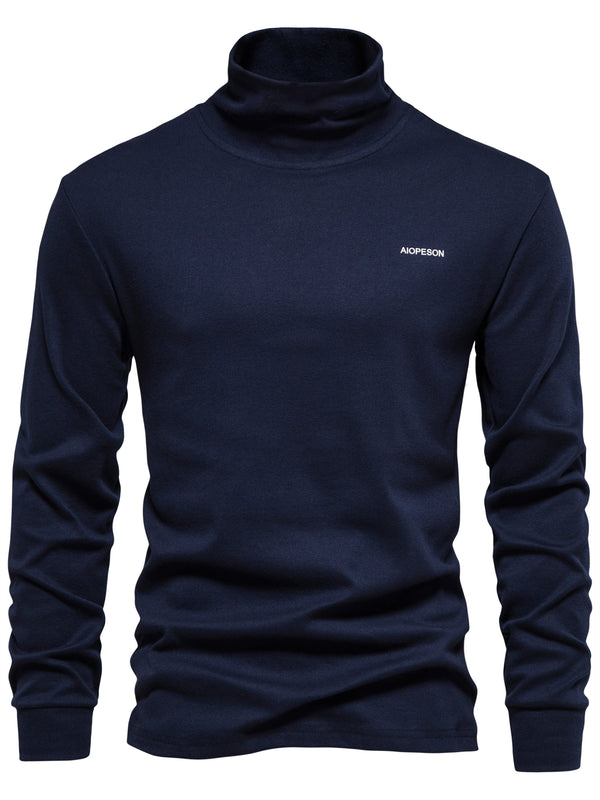 Men's Solid T-shirt Casual Long Sleeve Turtleneck Bottoming