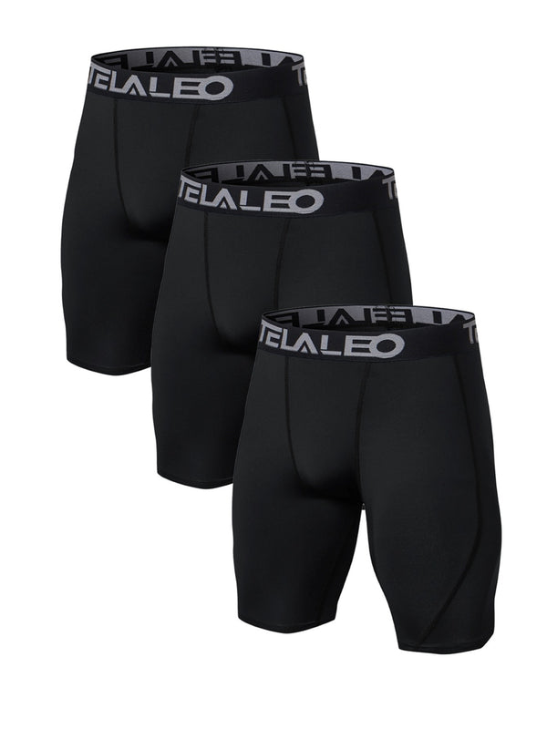 TELALEO 3pk Compression Shorts For Men, Sports Athletic Base-Layer For Workout Running